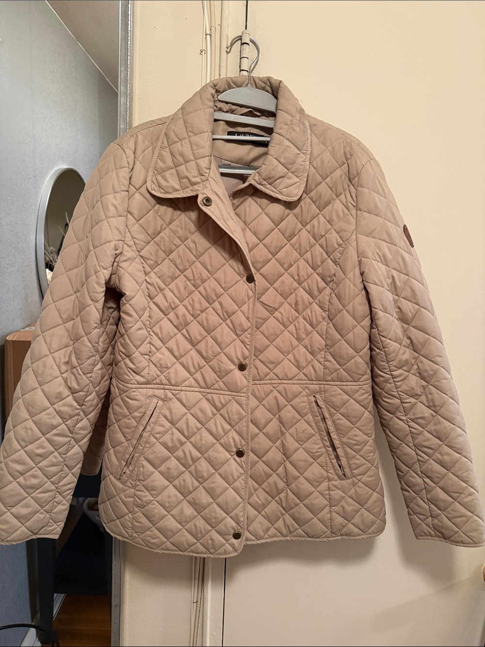 Like New Ralph Lauren Quilted Button-Front Coat Jacket - Beige
